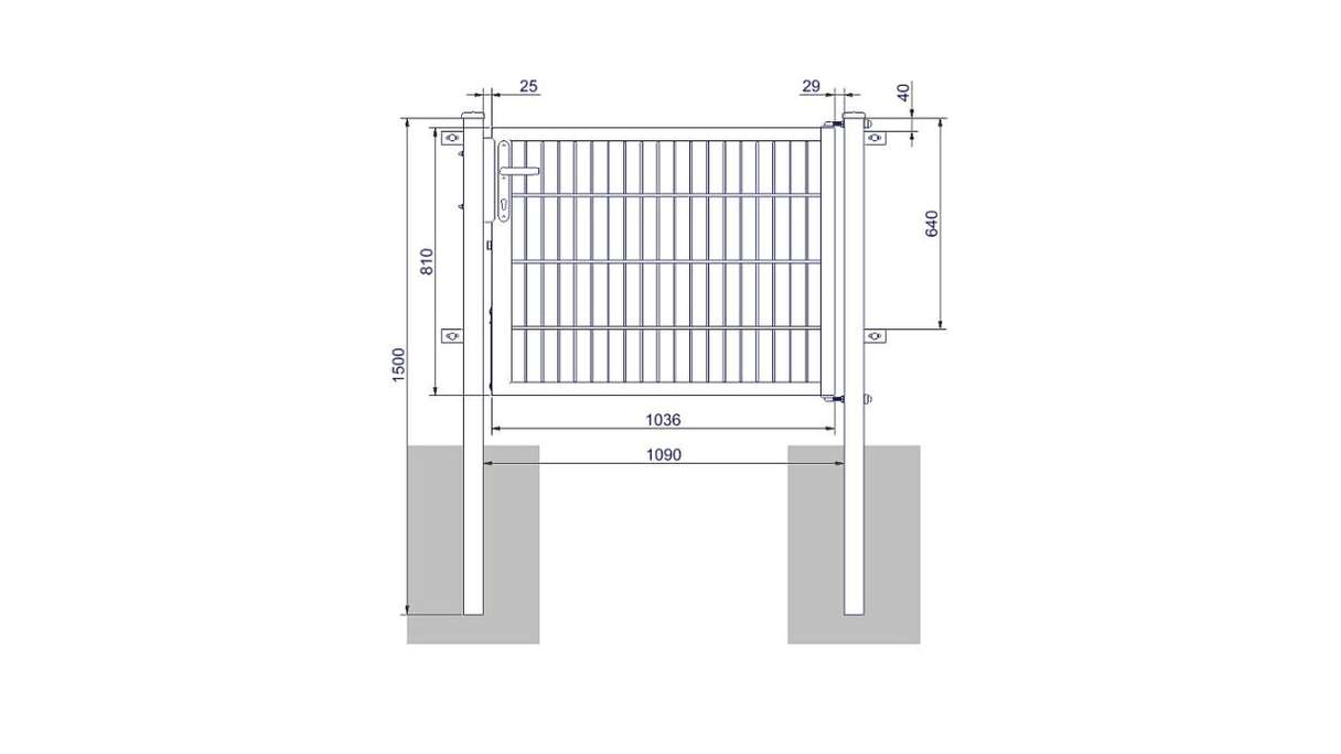Porte universelle moyenne 1 groupe galvanisée à chaud poteaux de porte inclus