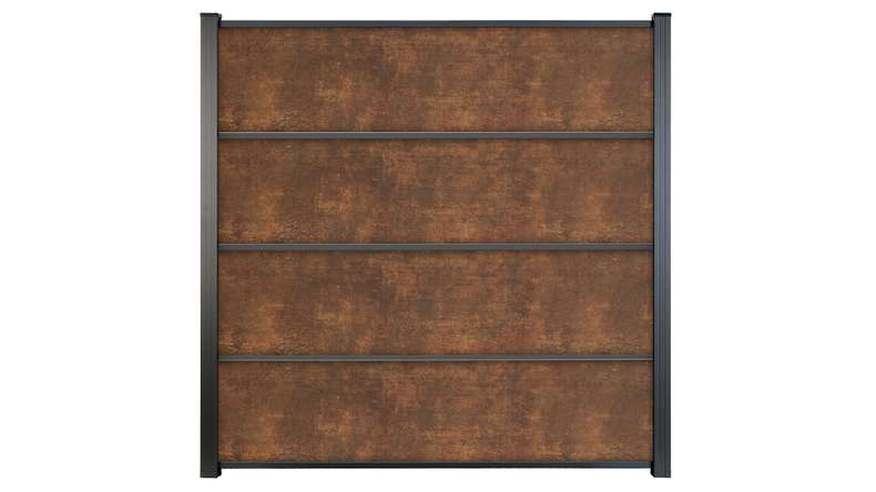 planeo Gardence Resistant - Clôture à emboîter HPL aspect rouille 180 x 183 cm