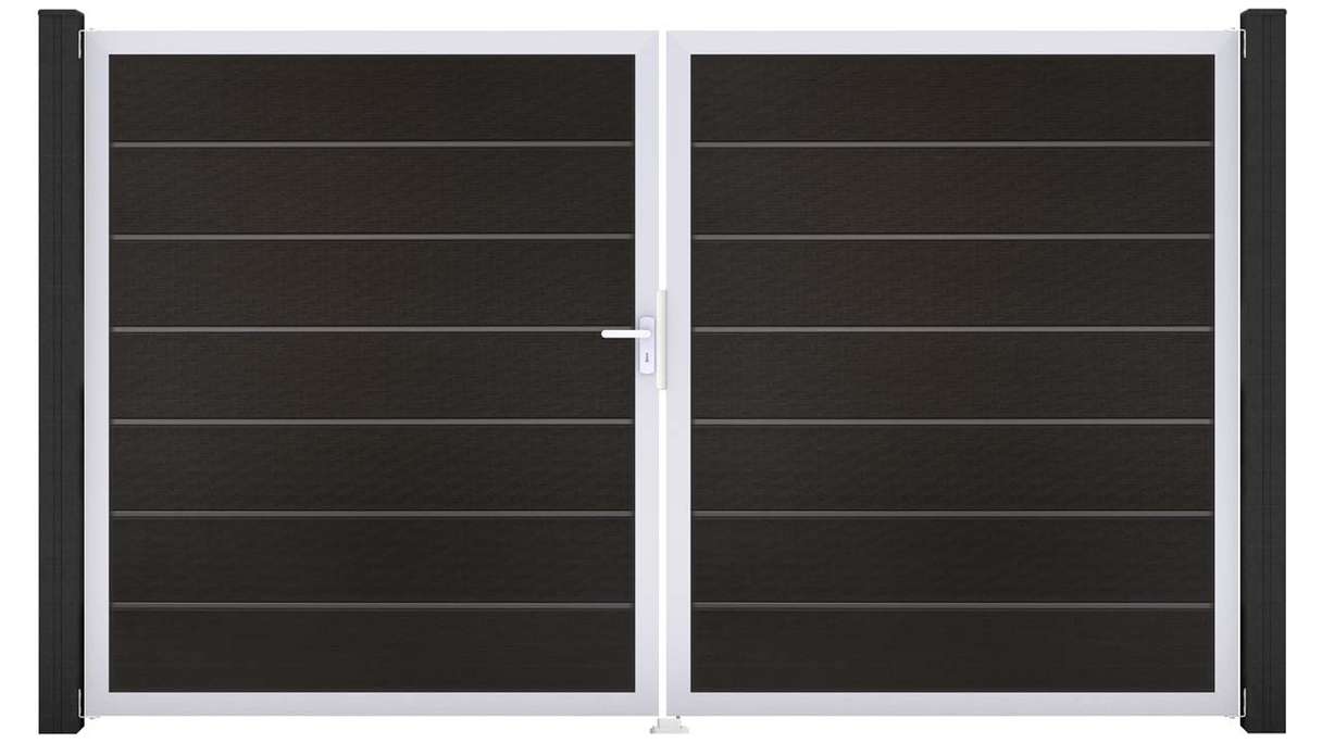 planeo Gardence Deluxe - Portail BPC - À deux vantaux, noir co-ex avec cadre en aluminium