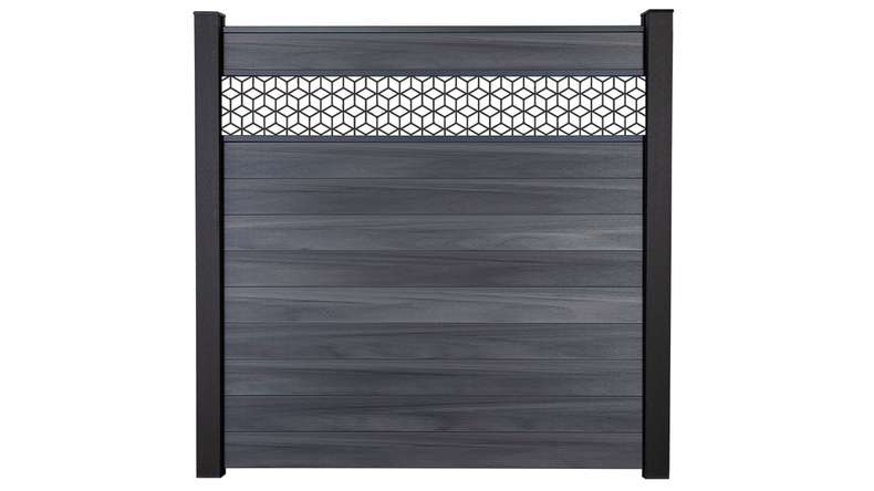 planeo Gardence Strong - Clôture à emboîter BPC Cube gris pierre co-ex 180 x 180 cm