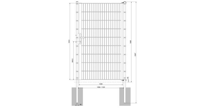 Porte universelle léger 1 vantail anthracite H 1800 x L 1090 mm poteaux de porte inclus