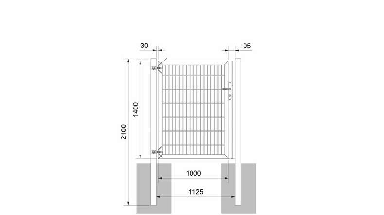 Porte universelle lourde 1 vantail anthracite H 1400 x L 1125 mm poteaux de porte inclus