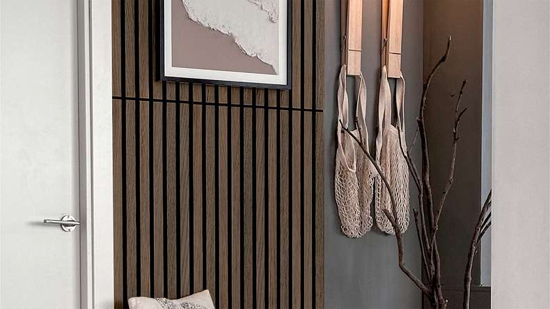 Skaben Panneau acoustique SilentWall Compact - Chêne Foncé - 244 x 30,5 cm