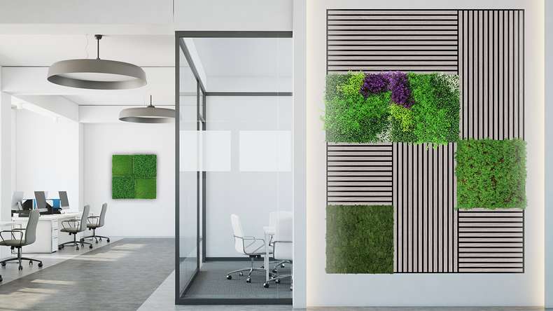 planeo Panneau acoustique - MixWall Leaf Mood Violet Mixed Flora 52 x 52 cm | Plante artificielle (PLMW-61111)