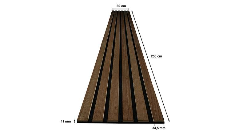 Skaben Panneau acoustique SilentWall Comfort - Chêne Foncé - 250 x 30 cm