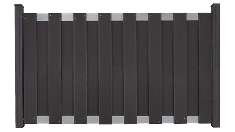 planeo Gardence Premade - Clôture de jardin BPC Clôture d'avant-cour Anthracite avec EV1 argent Traverse 180 x 90cm