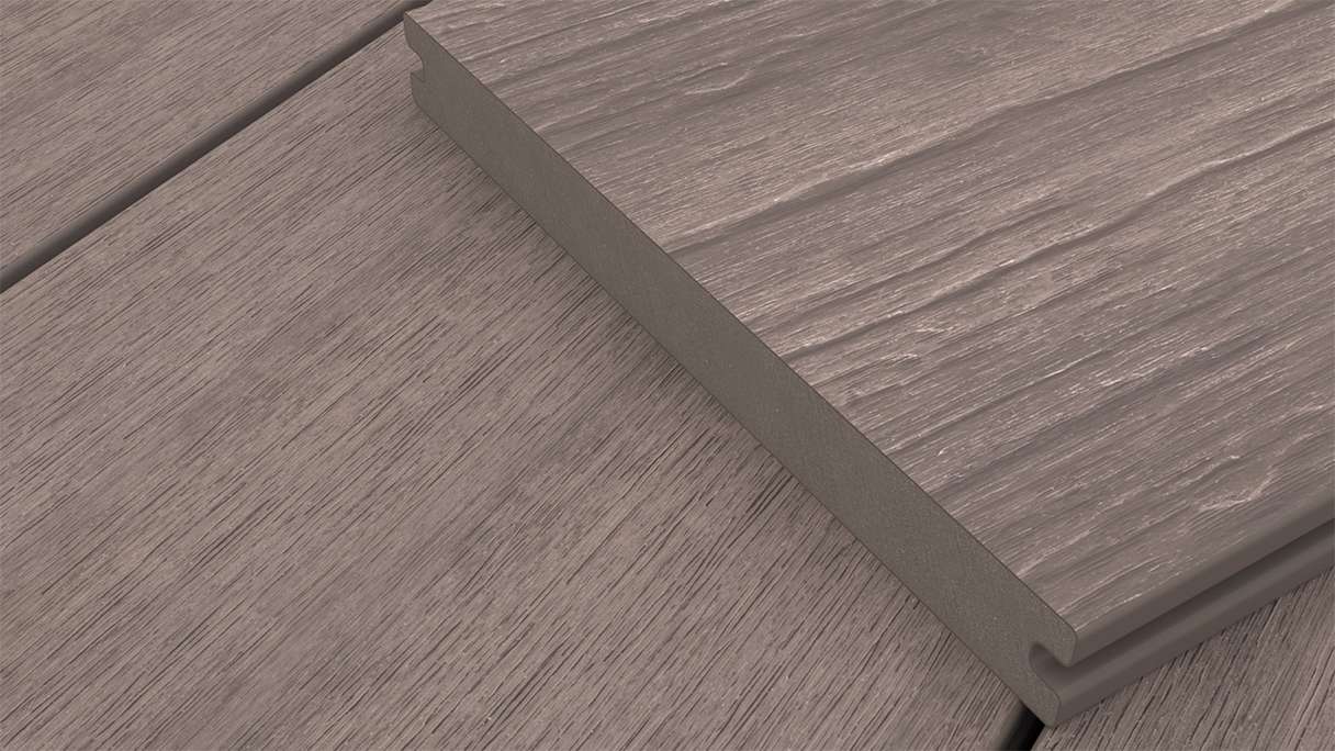 planeo MAXLine Antik - Planche de terrasse WPC CoEx gainée XL massif - gris 3m rustique structuré/lisse brossé
