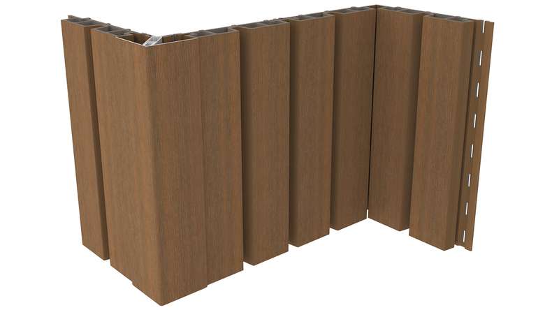 planeo LINEA Wide - Bardage de façade en WPC CoEx « Burma Teak » 2900 x 181 mm