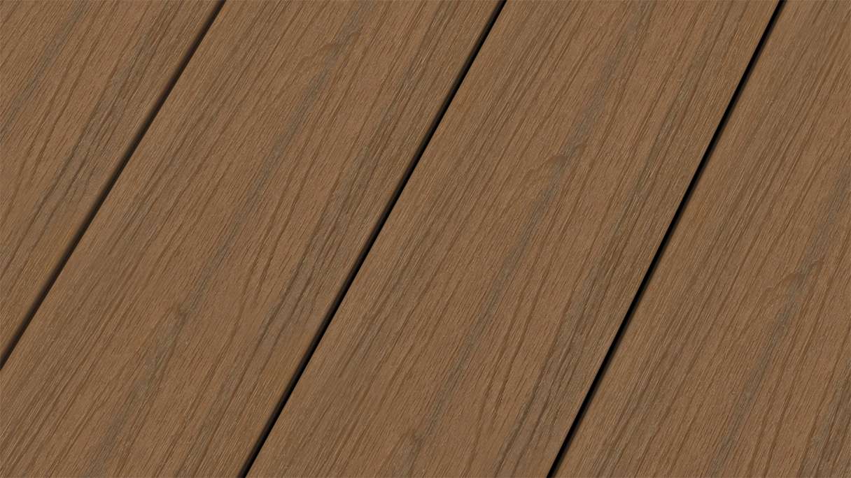 planeo WOODLine Nature - Lame de terrasse alvéolaire revêtue de WPC CoEx - Burma Teak 3m structuré/lisse brossé