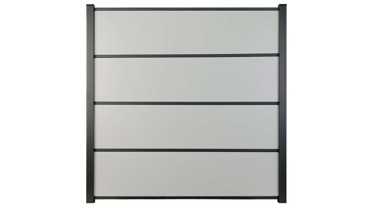 planeo Gardence Resistant - Clôture à emboîter HPL gris uni 180 x 183 cm