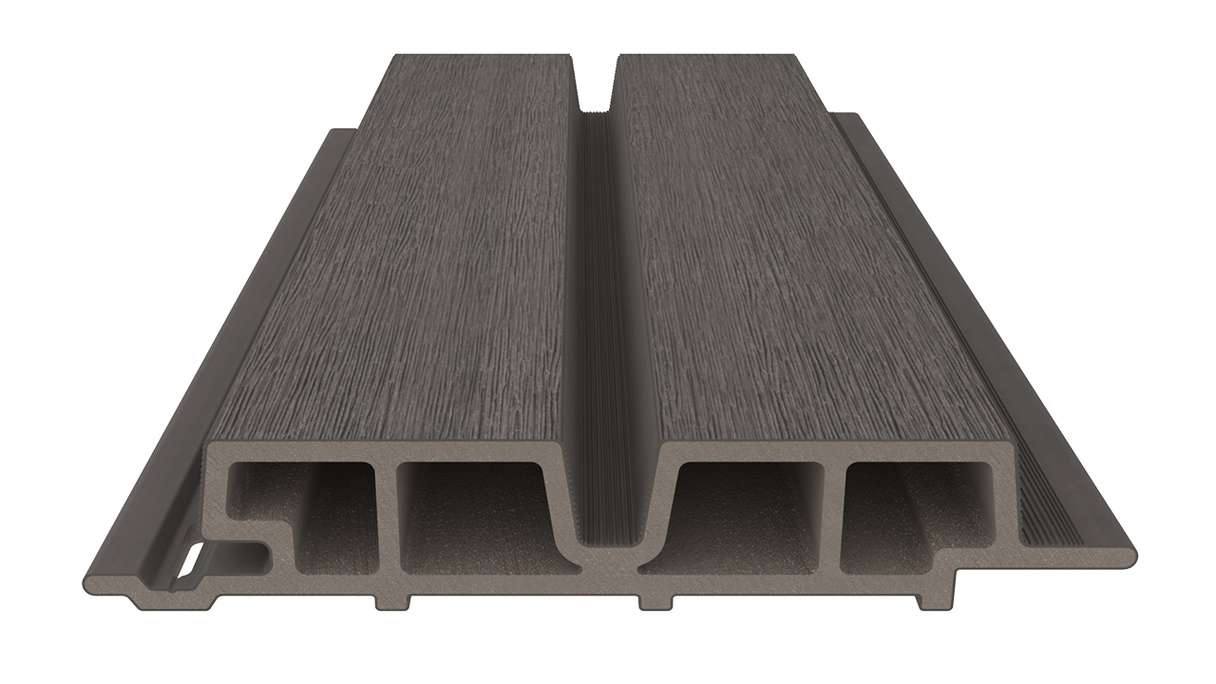 planeo LINEA Wide - Bardage de façade en WPC CoEx, gris foncé, 2900 x 181 mm