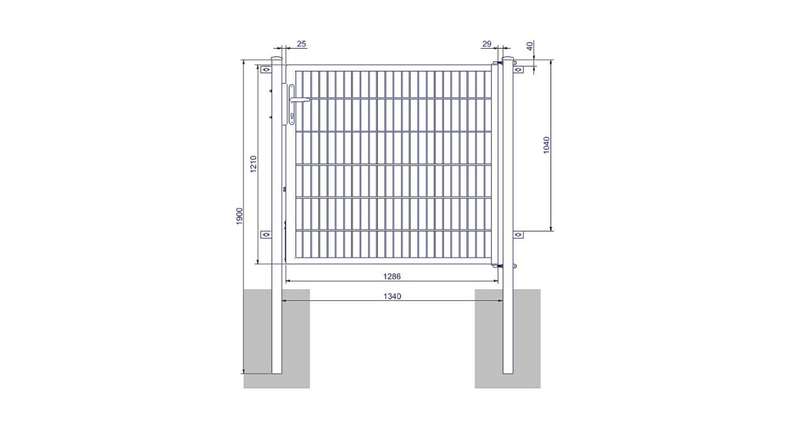 Porte universelle moyenne 1 groupe galvanisé à chaud H 1200 x L 1340 mm poteaux de porte inclus
