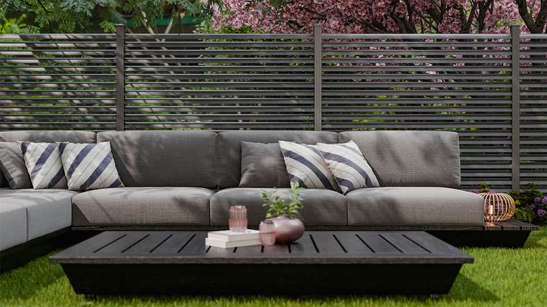 planeo Gardence Metallic Ellipse - Clôture de jardin en aluminium Carré Anthracite | DB703