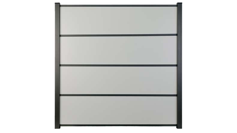 planeo Gardence Resistant - Clôture à emboîter HPL gris uni 180 x 183 cm