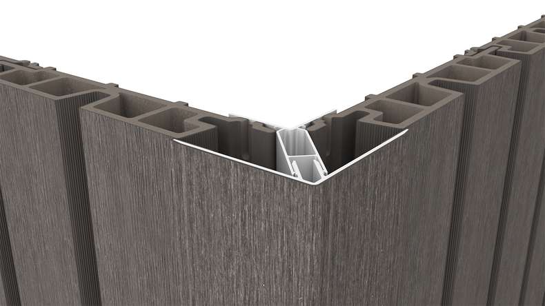planeo LINEA - Profilé d'angle extérieur en aluminium CoEx, gris foncé, 3000 x 66 x 66 mm