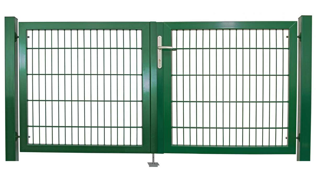 planeo Porte universelle lourde 2 vantaux Symétrique vert mousse H 2000 x L 2000 poteaux de porte inclus