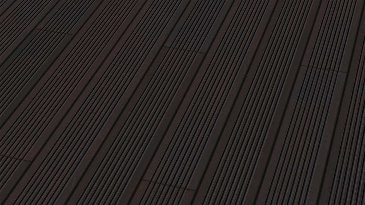 planeo Terrasse en bois massif Bambou foncé lisse/à rainures grossières - 1850 x 137 x 20 mm