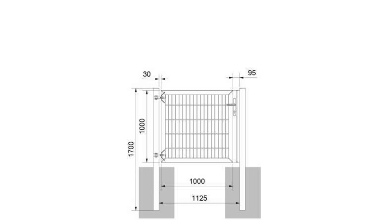 Porte universelle lourde 1 vantail galvanisé à chaud H 1000 x L 1125 mm poteaux de porte inclus