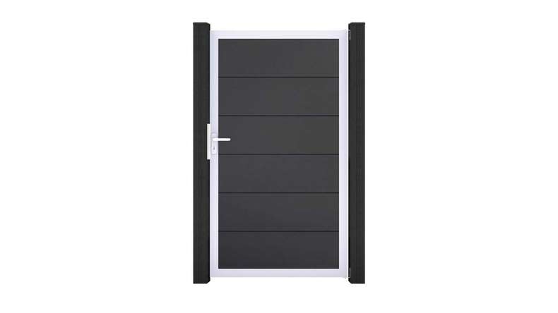 planeo Gardence Simply - Portail universel en PVC gris anthracite avec cadre en aluminium 100 x 180 cm