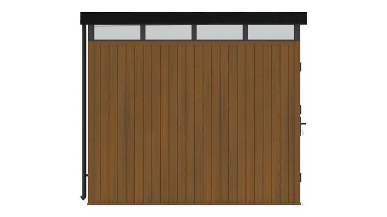 Abri de jardin planeo WPC CoEx à toit plat, modèle M - Teck de Birmanie, 250 x 250 x 226,5 cm