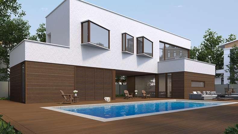 planeo LINEA Slim - Bardage de façade en WPC CoEx, teinte Ipe brun, 2900 x 215 mm