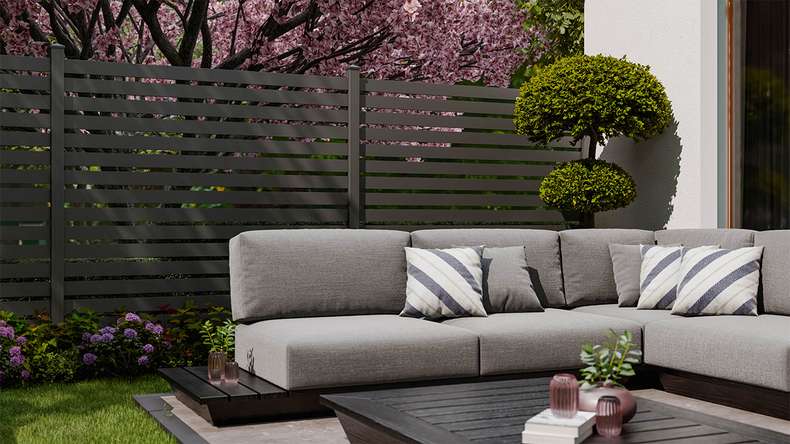 planeo Gardence Metallic Edge - Clôture de jardin en aluminium Carré Anthracite | DB703