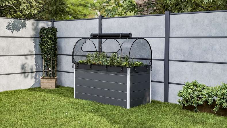 planeo Rehausse pour plate-bande surélevée Filet - noir 149.9 x 69.4 x 62 cm