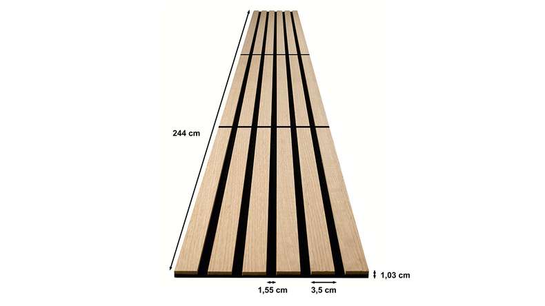 Skaben Panneau acoustique SilentWall Compact - Chêne brun clair - 244 x 30,5 cm