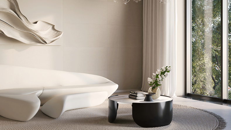 Revêtement mural SPC planeo - CeraRock Tile Stripes Concrete Cream XL 280 x 117,5 cm