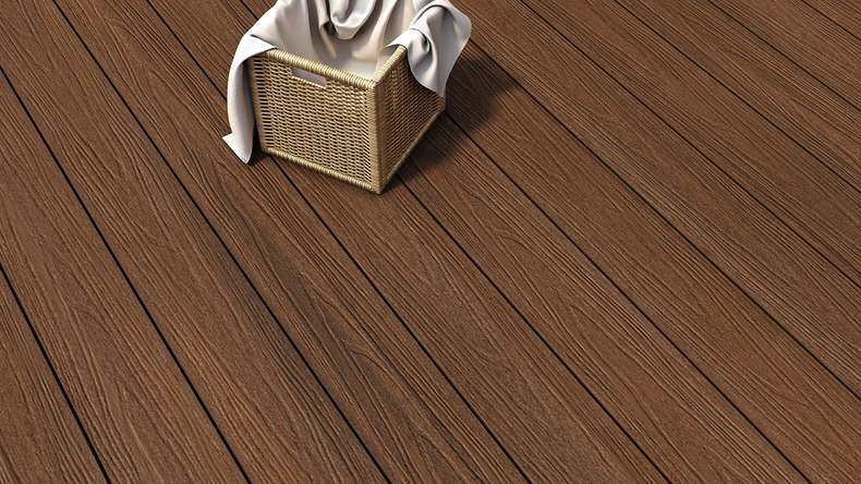 planeo MAXLine Nature - WPC CoEx lame de terrasse XL gainée chambre creuse - Ipe brun 3m structuré/lisse brossé