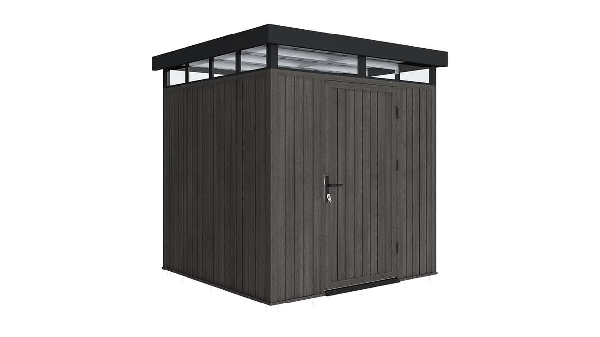 Abri de jardin planeo WPC CoEx à toit plat, modèle S - Gris foncé, 208 x 200 x 226,5 cm