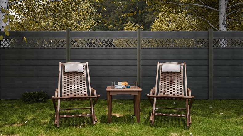 planeo Gardence Strong - Clôture à emboîter BPC Abstract gris pierre co-ex 180 x 180 cm