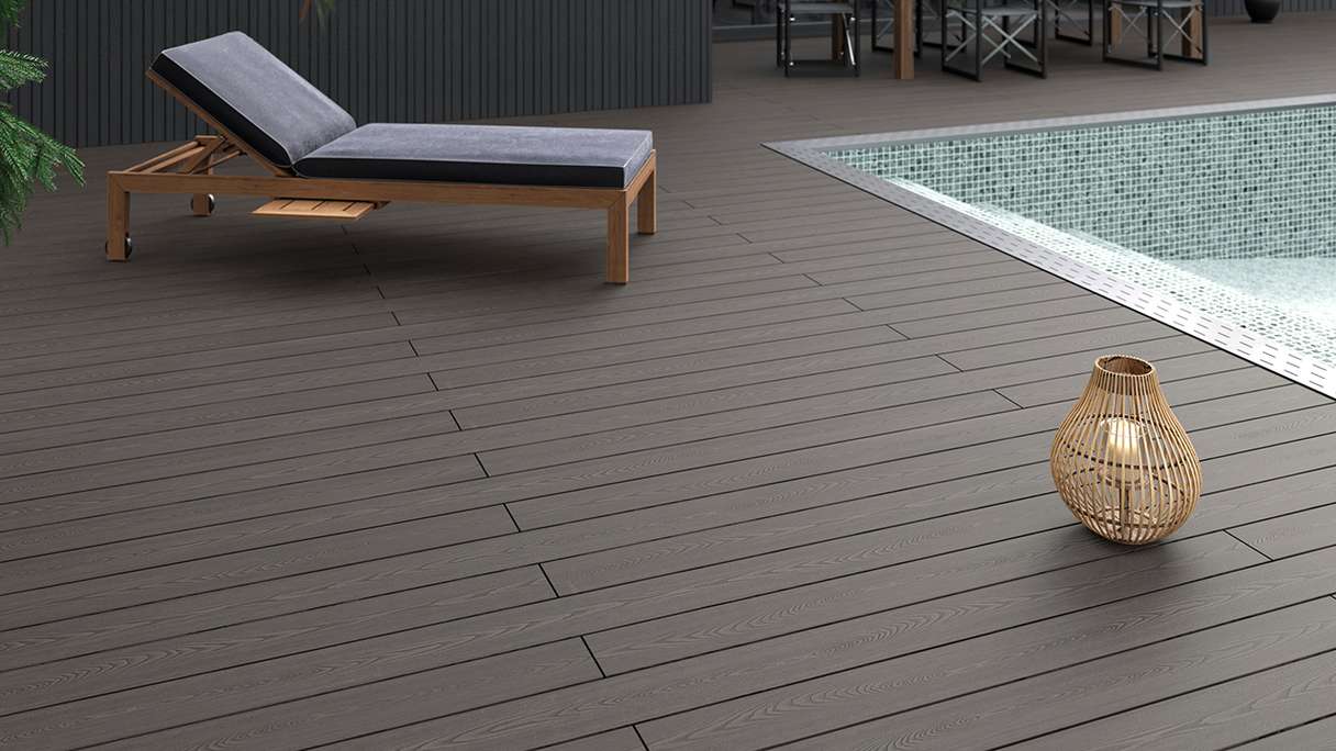 planeo SolidWood WPC Lame de terrasse massive - gris clair 3m français/structuré