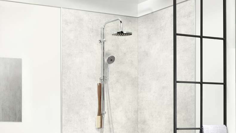 planeo StrongWall - Revêtement mural en plastique XL Light Cement 260 x 90 cm