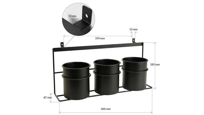 planeo Rangement - noir 3 pcs. Gobelets avec support
