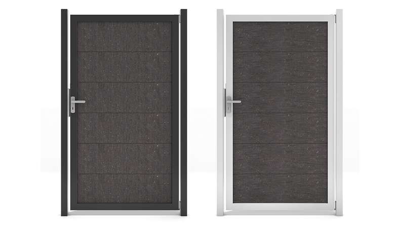 planeo Gardence Guard - Portillon universel BPC gris anthracite avec cadre en aluminium 100 x 180 x 4 cm