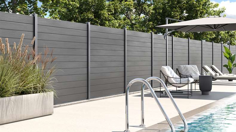 planeo Gardence Strong - Clôture composite Carré gris pierre