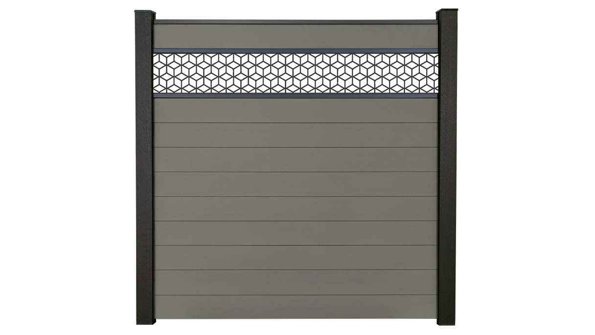 planeo Gardence Strong - Clôture à emboîter BPC Cube gris 180 x 180 cm