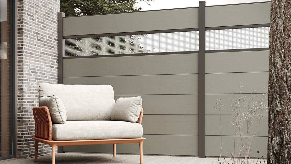 planeo Gardence Strong XL - Clôture composite à emboîter gris