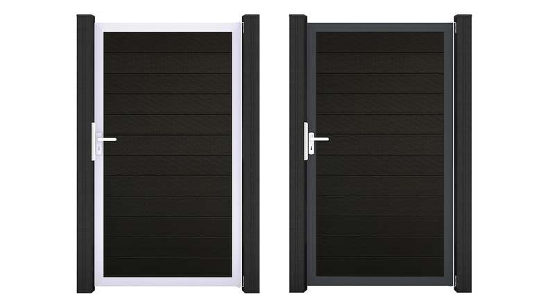 planeo Gardence Strong - Porte universelle BPC noire en co-extrudé avec cadre en aluminium