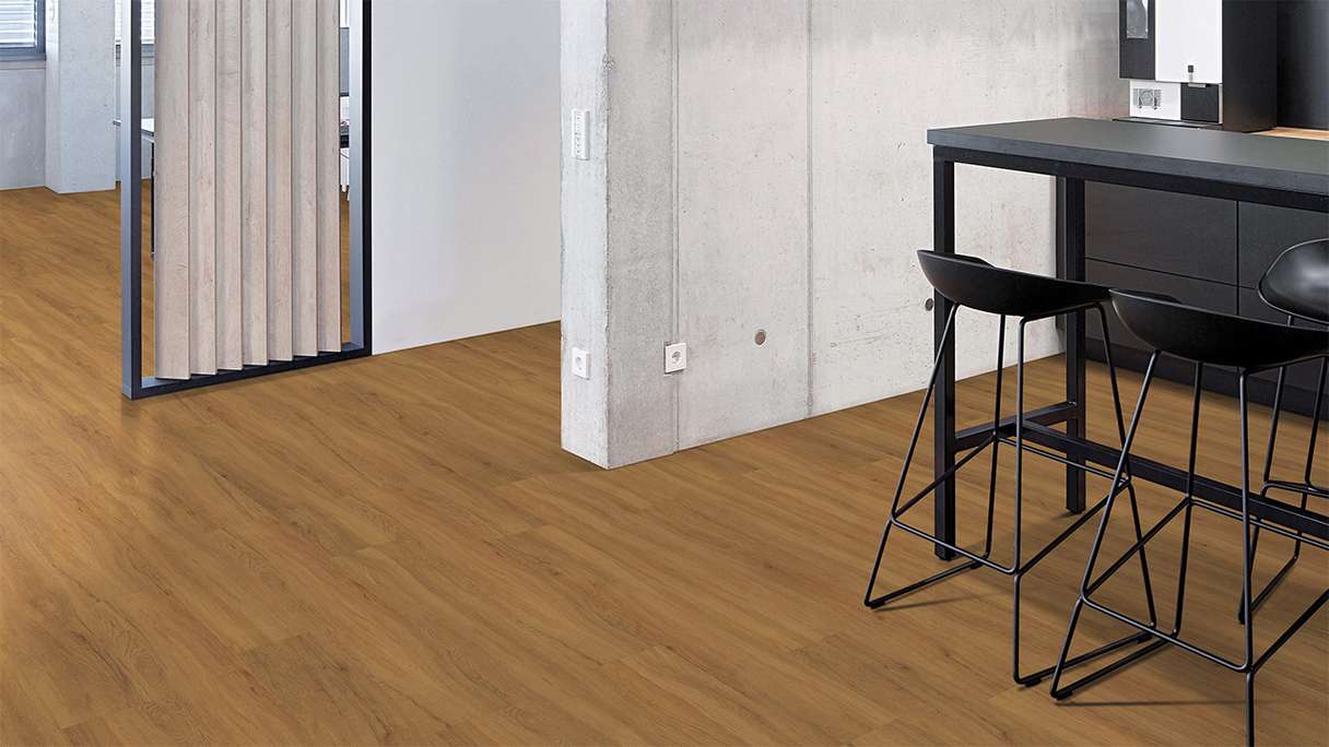 planeo Vinyle à clic rigide - FlexCore 55 Caramel Oak | Isolation phonique intégrée (plfc-5301FS55)
