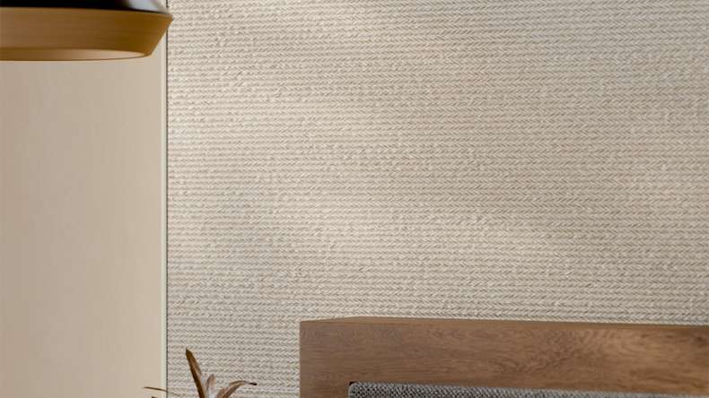 planeo Revêtement mural SPC - CeraRock Tile Stripes Tweed Sand 120 x 60 cm