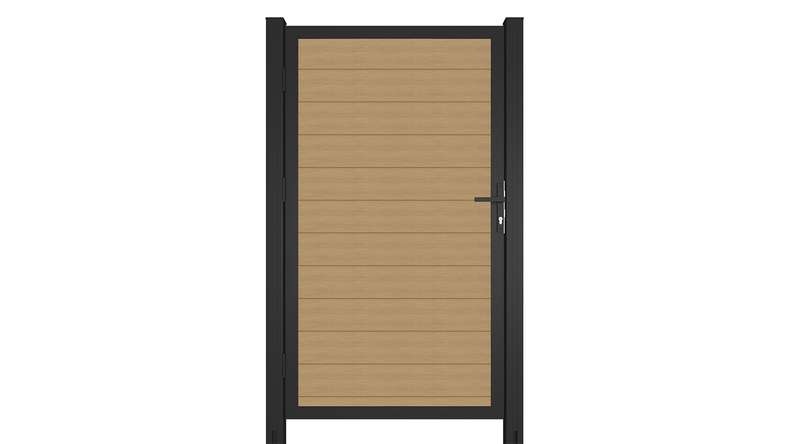 planeo INFINITY - Porte universelle WPC CoEx sable avec cadre alu anthracite 100 x 180 cm