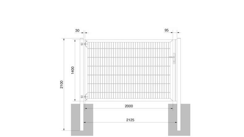 Porte universelle lourde 1 vantail anthracite H 1400 x L 2125 mm poteaux de porte inclus