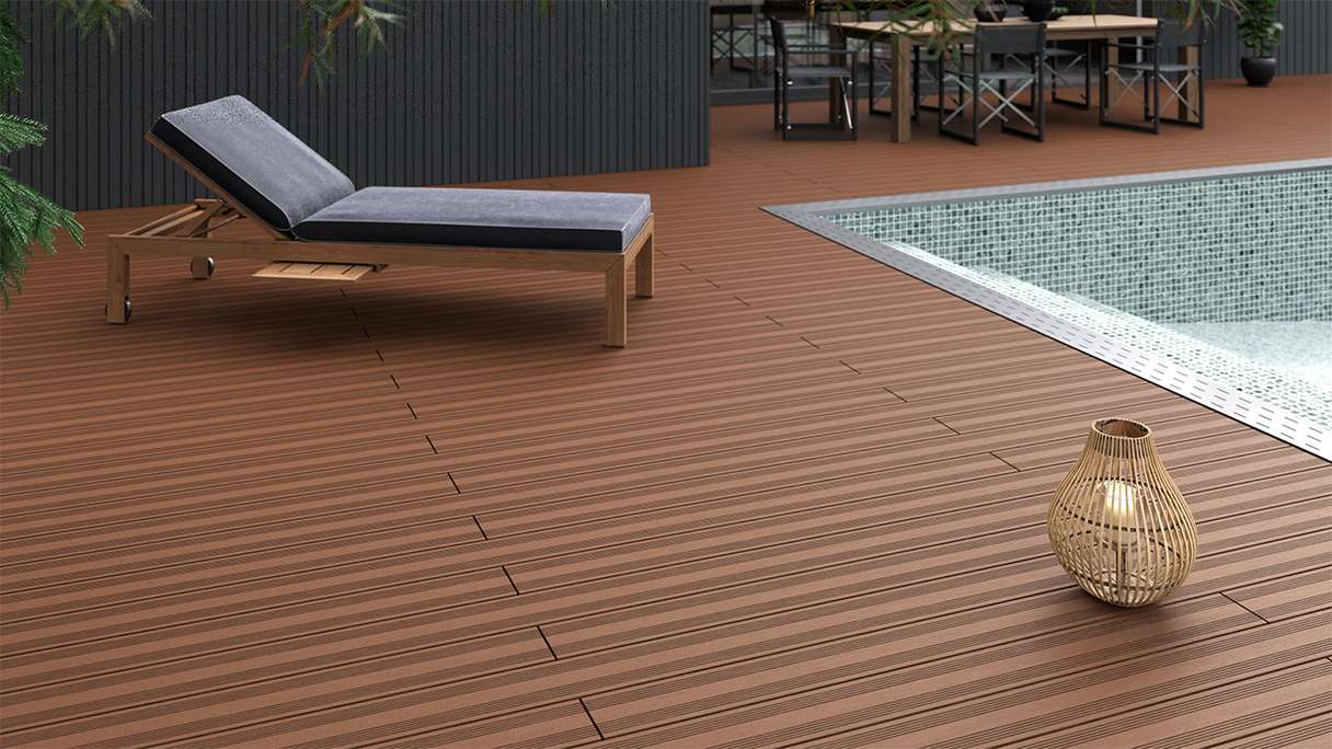 planeo SolidWood WPC Lame de terrasse massive - brun clair 3m français/structuré