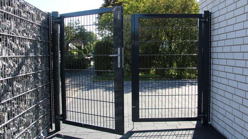 planeo Porte universelle lourde 2 vantaux Symétrique Anthracite H 800 x L 2000 poteaux de porte inclus