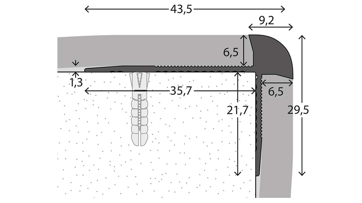 planeo Profilé pour nez de marche 981 - 250 cm