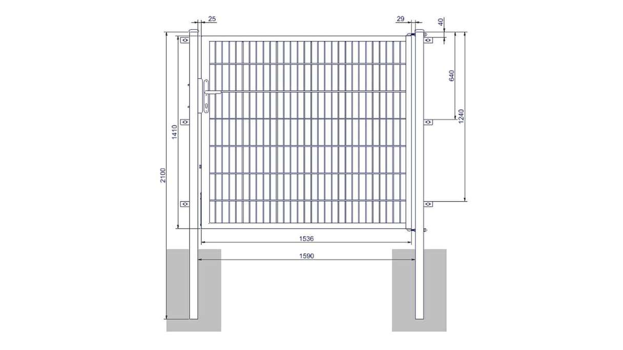 Porte universelle moyenne 1 groupe galvanisé à chaud H 1400 x L 1590 mm poteaux de porte inclus