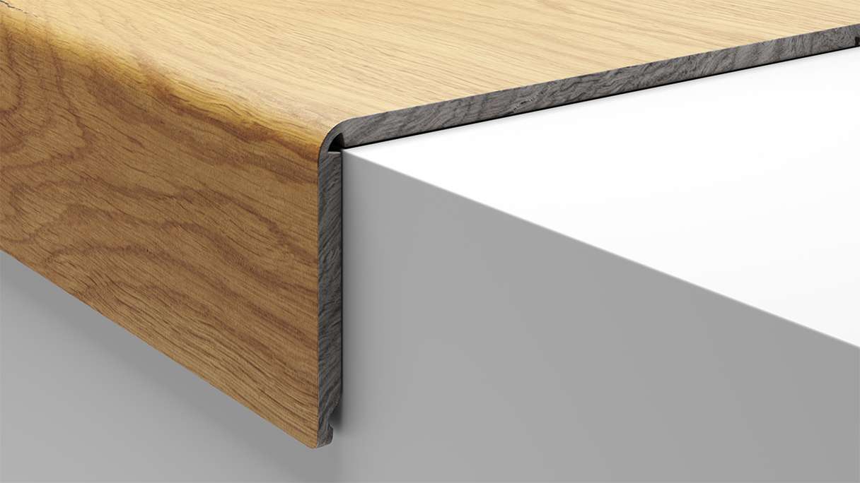 planeo Marche d'escalier en vinyle type B - angle de recouvrement clic en haut et en bas