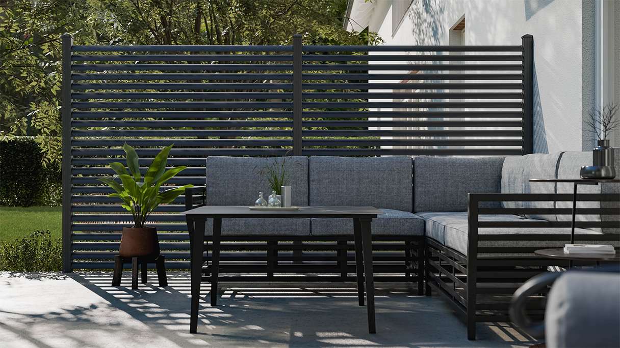 planeo Gardence Metallic Ellipse - Clôture de jardin en aluminium Carré Anthracite | DB703